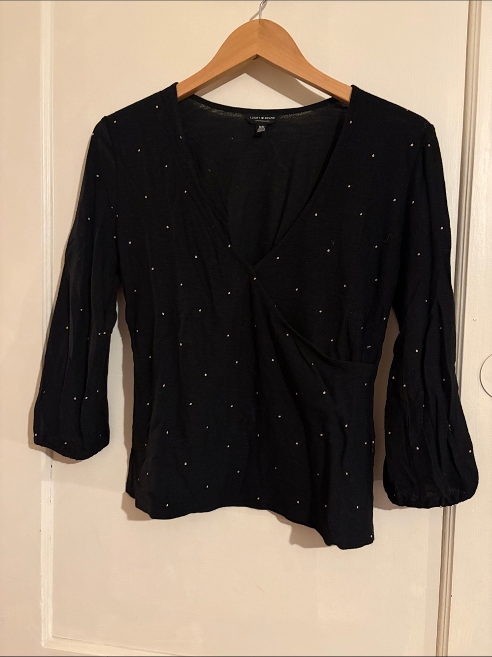 Lucky Brand Wrap-Style Top with Polka Dots